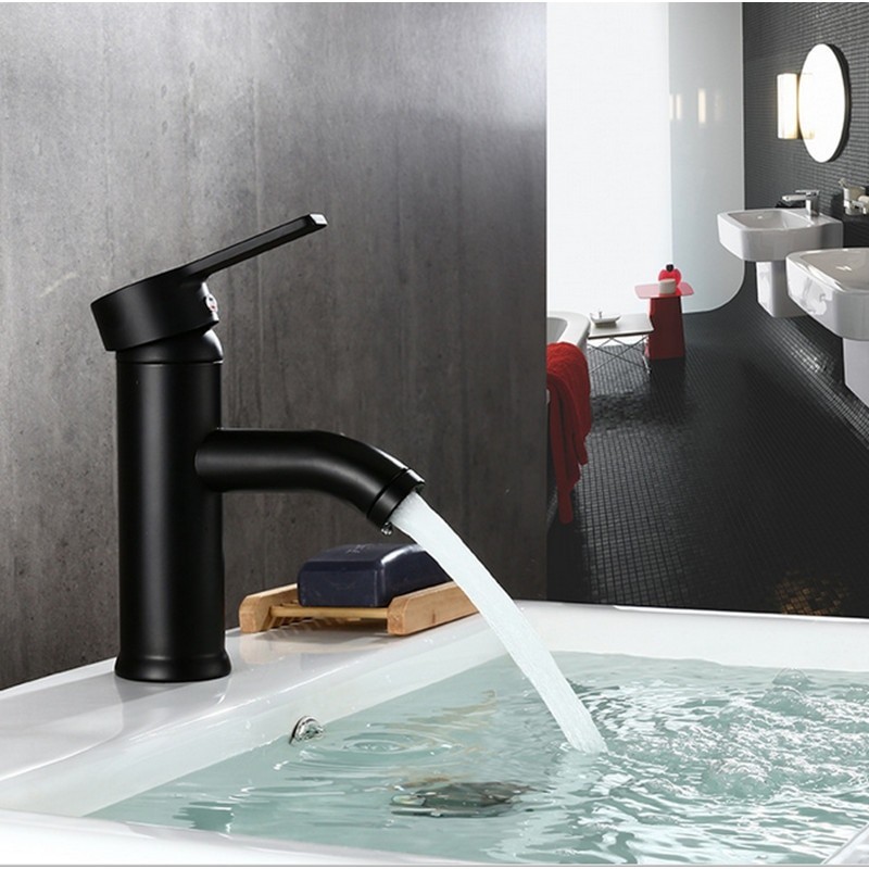 Black stainless steel basin faucetFaucets