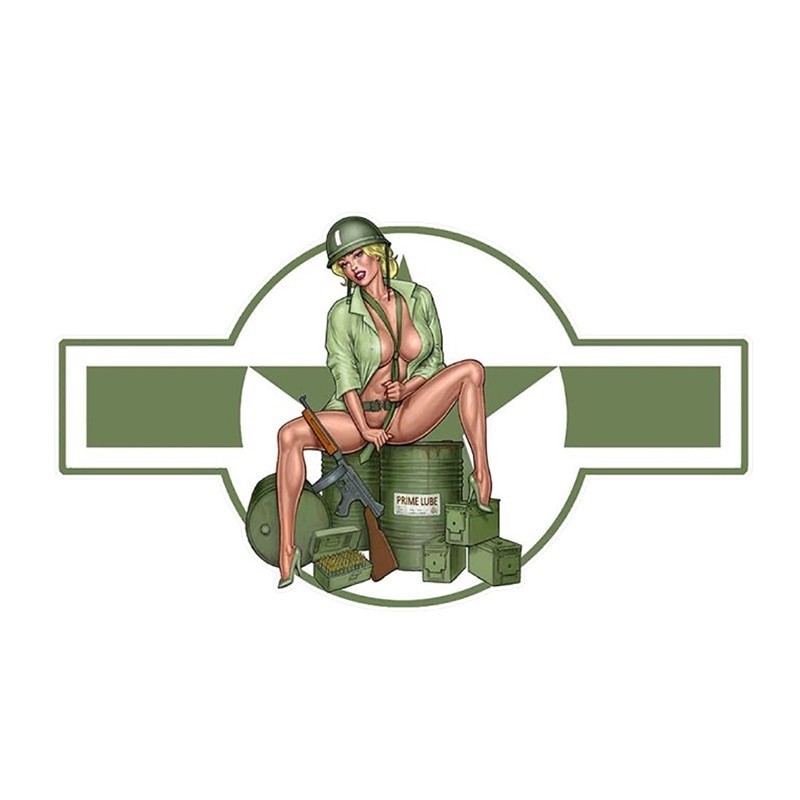 US army girl - car & motorcycle vinyl sticker - waterproof 13 * 7.4cmStickers