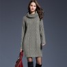 Long knitted sweater with turtleneck - winter dressPlus
