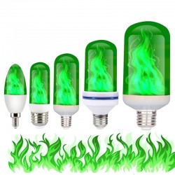 3W 5W 9W - E27 E26 E14 E12 Led 85-265V - bulb with fire effect - greenE27