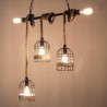Retro iron hanging lamp with hand knitted rope - lights in cageWall lights