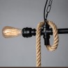 Retro iron hanging lamp with hand knitted rope - lights in cageWall lights