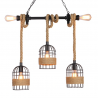 Retro iron hanging lamp with hand knitted rope - lights in cageWall lights