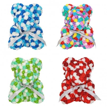 Infinity colorful rose flower teddy bear 40 cmValentine's day