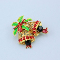 Christmas crystal brooch with jingle bellChristmas