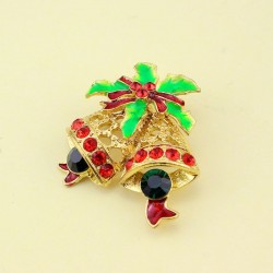Christmas crystal brooch with jingle bellChristmas