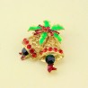 Christmas crystal brooch with jingle bellChristmas