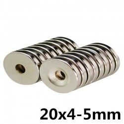 N35 neodymium cylinder magnet - super strong - countersunk hole - 20 * 4 * 5mm 10 piecesN35