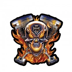 Skull & flames - vinyl car sticker 12 * 12cmStickers