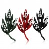 Christmas mistletoe leaf with pearls - broochBrooches