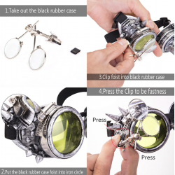 Steampunk & gothic round glasses - vintage rivet goggle with lightSunglasses