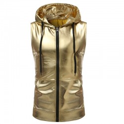 Shiny metallic hoodie - sleeveless vestHoodies & Sweatshirt