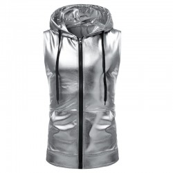 Shiny metallic hoodie - sleeveless vestHoodies & Sweatshirt