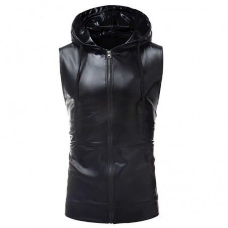 Shiny metallic hoodie - sleeveless vestHoodies & Sweatshirt