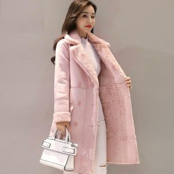 Fashionable winter suede coat - sheepskin long jacketJackets