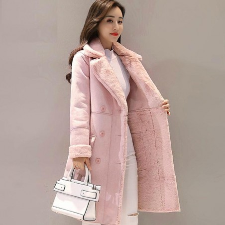Fashionable winter suede coat - sheepskin long jacketJackets