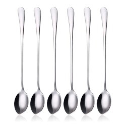 Stainless steel teaspoon with long handle for tea - coffee & desserts 6 piecesCutlery