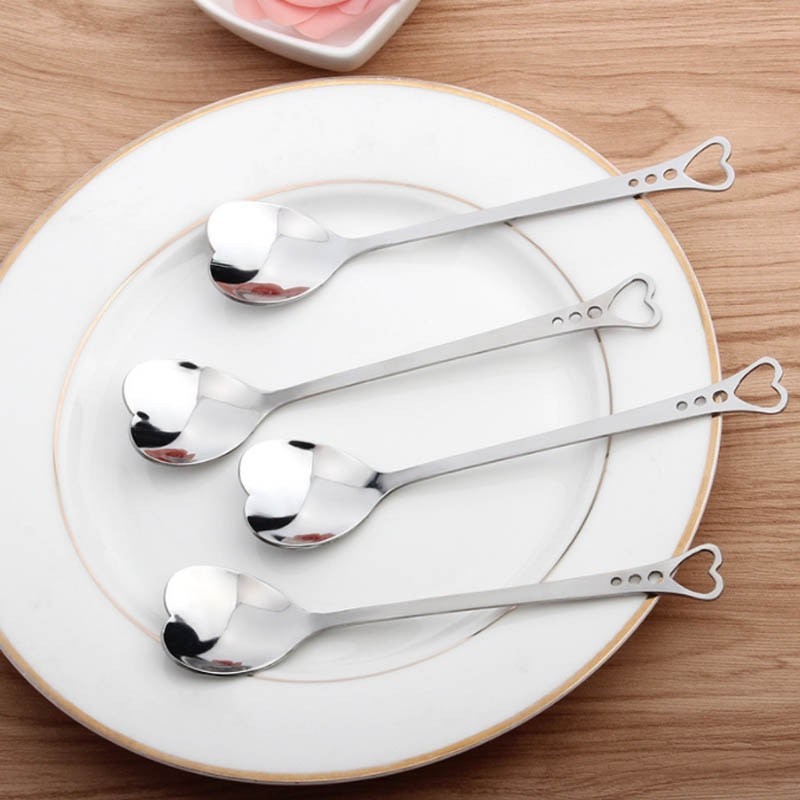Heart shaped stainless steel teaspoons for tea & coffee & desserts 10 piecesCutlery