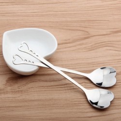 Heart shaped stainless steel teaspoons for tea & coffee & desserts 10 piecesCutlery
