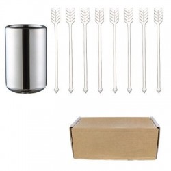 Stainless steel cocktail forks with a storage cup 9 pieces setCutlery
