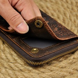 Dragon design - multifunction leather wallet with strap & zipperWallets