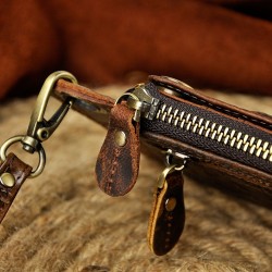 Dragon design - multifunction leather wallet with strap & zipperWallets