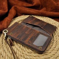 Dragon design - multifunction leather wallet with strap & zipperWallets
