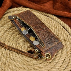 Dragon design - multifunction leather wallet with strap & zipperWallets