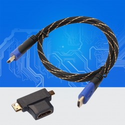 1m - 3m - multifunctional mini HDMI to micro HDMI cable with mini adapter - setCables