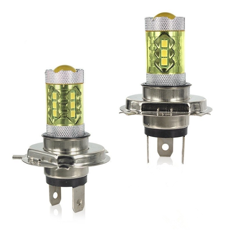 80W - H1 H3 H4 H7 H8 9005 9004 / 4300K LED 2835 - 12V bulb - yellow fog lights - head lights - 2 piecesH3