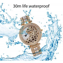 Luxury gold quartz watch with diamonds & leopardWatches