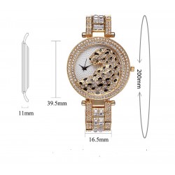 Luxury gold quartz watch with diamonds & leopardWatches