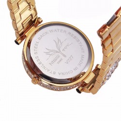 Luxury gold quartz watch with diamonds & leopardWatches