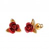 Gold stud earrings with red roseEarrings