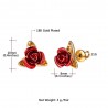 Gold stud earrings with red roseEarrings