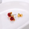 Gold stud earrings with red roseEarrings