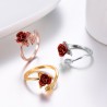 Gold & silver ring with red rose - adjustableRings
