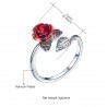 Gold & silver ring with red rose - adjustableRings