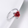 Gold & silver ring with red rose - adjustableRings