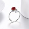 Gold & silver ring with red rose - adjustableRings