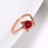 Gold & silver ring with red rose - adjustableRings