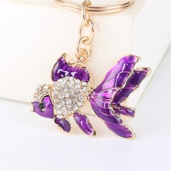 Crystal with gold fish - keychainKeyrings