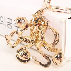 Crystal pink octopus & pearls - keychainKeyrings
