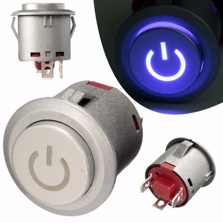 12V 22mm LED momentary push button switch - waterproof - car engine start - metalSwitches