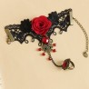 Gothic style lace bracelet with red rose & adjustable ringBracelets