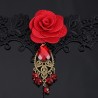 Gothic style lace bracelet with red rose & adjustable ringBracelets