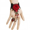 Gothic style lace bracelet with red rose & adjustable ringBracelets