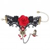 Gothic style lace bracelet with red rose & adjustable ringBracelets