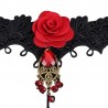 Gothic style lace bracelet with red rose & adjustable ringBracelets