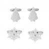 Silver cufflinks with snowflake and Christmas treeCufflinks